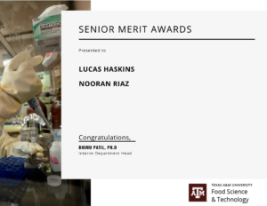Haskins, Riaz Senior Merit Scholars